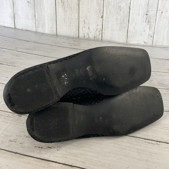 Bally Takawa Black Fabric Logo Pattern Bow Square Toe Flat - Picture 9 of 14